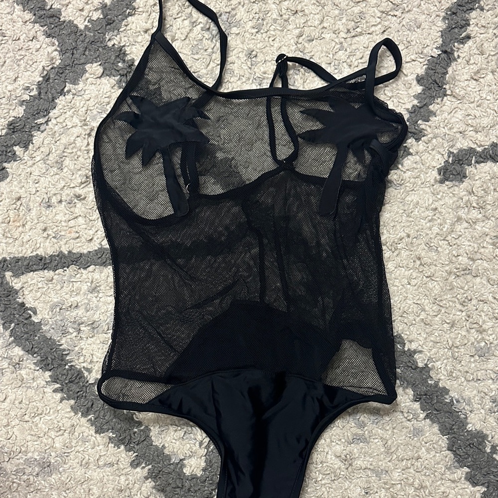 Black Sheer Mesh Bodysuit